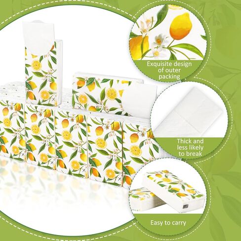 Whaline 30 Pack Summer Pocket Facial Tissues Watercolor Lemon Travel Tissues Packs Hello Summer Portable Travel Facial Tissue Disposable Pocket Tissues for Summer Party Favors Travel Supplies in Saudi Arabia