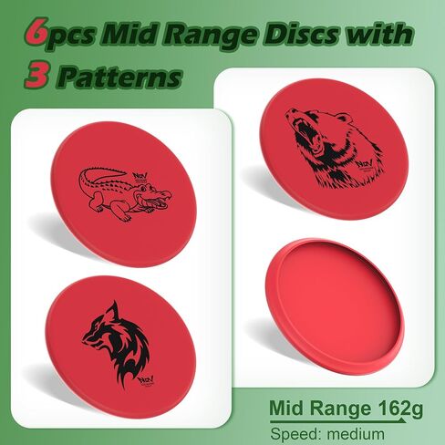 Disc Golf Set for Beginners, 18 Disc Golf Discs with 9 Types of Pictures, 6 Drivers 6 Putters 6 Mid Ranges, Play Outdoor Indoor Backyard for 3 Plus People Family in Saudi Arabia