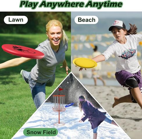 Disc Golf Set for Beginners, 18 Disc Golf Discs with 9 Types of Pictures, 6 Drivers 6 Putters 6 Mid Ranges, Play Outdoor Indoor Backyard for 3 Plus People Family in Saudi Arabia