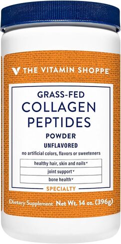 The Vitamin Shoppe Collagen Peptides Powder - Unflavored, Promotes Healthy Hair, Skin, Joint & Nails - from Grass Fed Bovine, Gluten Free Natural Peptide (14 Ounces Powder) in Saudi Arabia