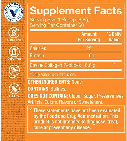 The Vitamin Shoppe Collagen Peptides Powder - Unflavored, Promotes Healthy Hair, Skin, Joint & Nails - from Grass Fed Bovine, Gluten Free Natural Peptide (14 Ounces Powder) in Saudi Arabia