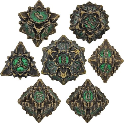 مجموعة النرد D&D المعدنية DND، هدايا الزنزانات والتنينات متعددة السطوح MTG RPG النرد الملحقات باثفايندر دور لعب النرد حقيبة D20 D12 D10 D٪ D8 D6 D4-Gold Black in Kuwait