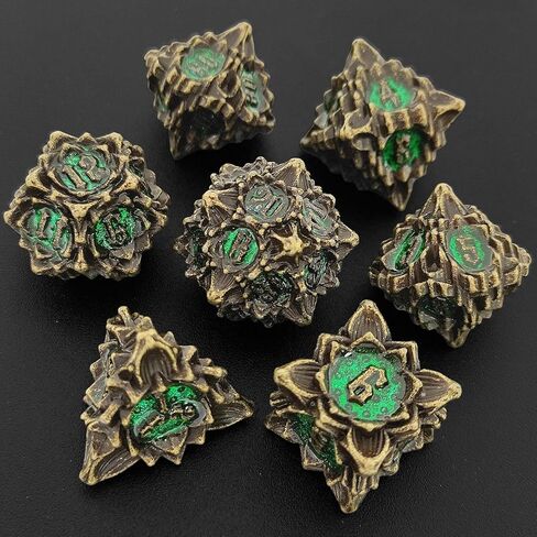 مجموعة النرد D&D المعدنية DND، هدايا الزنزانات والتنينات متعددة السطوح MTG RPG النرد الملحقات باثفايندر دور لعب النرد حقيبة D20 D12 D10 D٪ D8 D6 D4-Gold Black in Kuwait