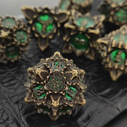 مجموعة النرد D&D المعدنية DND، هدايا الزنزانات والتنينات متعددة السطوح MTG RPG النرد الملحقات باثفايندر دور لعب النرد حقيبة D20 D12 D10 D٪ D8 D6 D4-Gold Black in Kuwait