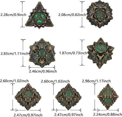 مجموعة النرد D&D المعدنية DND، هدايا الزنزانات والتنينات متعددة السطوح MTG RPG النرد الملحقات باثفايندر دور لعب النرد حقيبة D20 D12 D10 D٪ D8 D6 D4-Gold Black in Kuwait