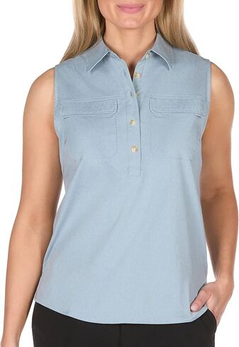 The American Outdoorsman Women's Sleeveless Collared Half-Button Shirt for Fishing, Camping or Hiking with UPF 40 Protection in Saudi Arabia