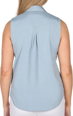 The American Outdoorsman Women's Sleeveless Collared Half-Button Shirt for Fishing, Camping or Hiking with UPF 40 Protection in Saudi Arabia