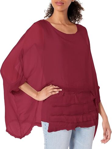 M Made in Italy Women's Ruffle Layered Scoop Neck Blouse in Saudi Arabia