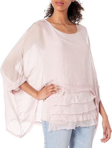 M Made in Italy Women's Ruffle Layered Scoop Neck Blouse in Saudi Arabia