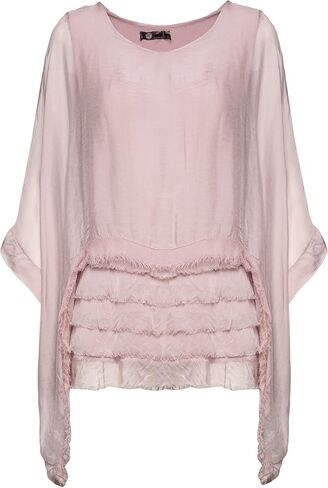 M Made in Italy Women's Ruffle Layered Scoop Neck Blouse in Saudi Arabia