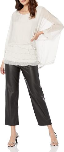 M Made in Italy Women's Ruffle Layered Scoop Neck Blouse in Saudi Arabia