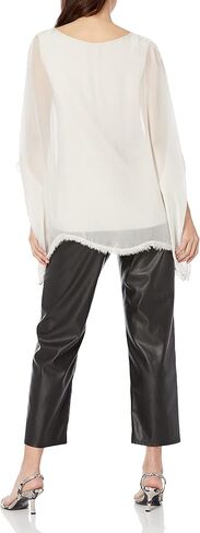 M Made in Italy Women's Ruffle Layered Scoop Neck Blouse in Saudi Arabia