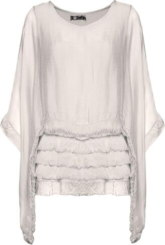 M Made in Italy Women's Ruffle Layered Scoop Neck Blouse in Saudi Arabia