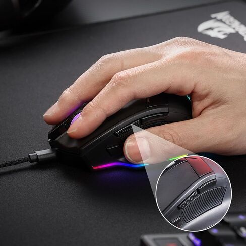 Redragon M813 Wired RGB Gaming Mouse with 4D Dual Mode Scroll Wheel, Optical Ergonomic Gamer Mouse with Max 16,000DPI, High Precision Sensor 3333, 7 Macro Buttons, Software Supported in Saudi Arabia