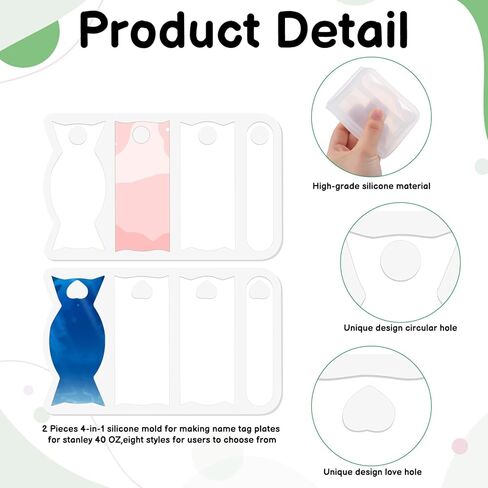 8Pcs Name Tag Mold for Stanley, Name Plate for Stanley Silicone Mold for Stanley Name Plate Mold for Stanley Name Plate 40oz Personalized for Stanley Name Plate with 110 Letters in Kuwait