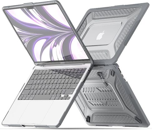 Mektron for M3 /M2 MacBook Air 13.6 inch Case 2024/2022 (A2681/ A3113), Heavy Duty Hard Shell Cases with Fold Kickstand, Protective Case with Keyboard Cover for 13.6" MacBook Air, Grey in Saudi Arabia