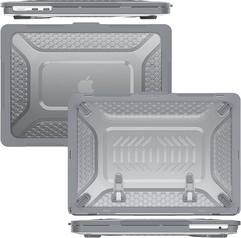 Mektron for M3 /M2 MacBook Air 13.6 inch Case 2024/2022 (A2681/ A3113), Heavy Duty Hard Shell Cases with Fold Kickstand, Protective Case with Keyboard Cover for 13.6" MacBook Air, Grey in Saudi Arabia
