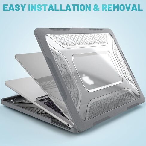 Mektron for M3 /M2 MacBook Air 13.6 inch Case 2024/2022 (A2681/ A3113), Heavy Duty Hard Shell Cases with Fold Kickstand, Protective Case with Keyboard Cover for 13.6" MacBook Air, Grey in Saudi Arabia