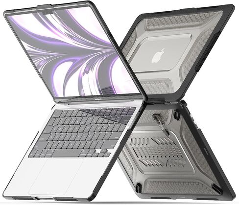 Mektron for M3 /M2 MacBook Air 13.6 inch Case 2024/2022 (A2681/ A3113), Heavy Duty Hard Shell Cases with Fold Kickstand, Protective Case with Keyboard Cover for 13.6" MacBook Air, Grey in Saudi Arabia