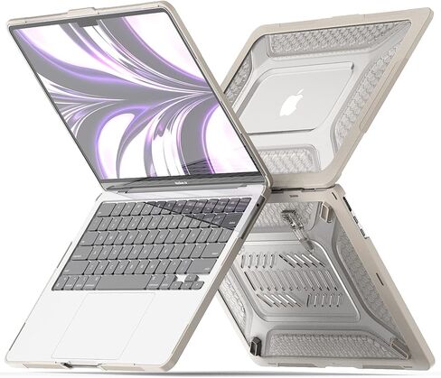 حافظة Mektron لجهاز M3 /M2 MacBook Air مقاس 13.6 بوصة 2024/2022 (A2681/ A3113)، حافظات صلبة شديدة التحمل مع مسند قابل للطي، حافظة واقية مع غطاء لوحة مفاتيح لجهاز MacBook Air مقاس 13.6 بوصة، رمادي in Kuwait