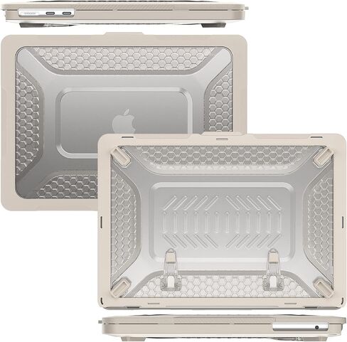 حافظة Mektron لجهاز M3 /M2 MacBook Air مقاس 13.6 بوصة 2024/2022 (A2681/ A3113)، حافظات صلبة شديدة التحمل مع مسند قابل للطي، حافظة واقية مع غطاء لوحة مفاتيح لجهاز MacBook Air مقاس 13.6 بوصة، رمادي in Kuwait