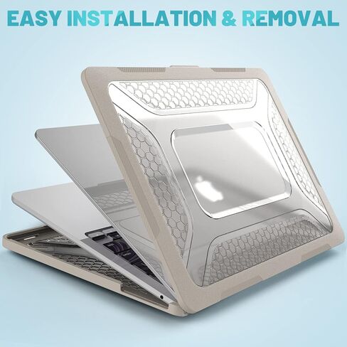 حافظة Mektron لجهاز M3 /M2 MacBook Air مقاس 13.6 بوصة 2024/2022 (A2681/ A3113)، حافظات صلبة شديدة التحمل مع مسند قابل للطي، حافظة واقية مع غطاء لوحة مفاتيح لجهاز MacBook Air مقاس 13.6 بوصة، رمادي in Kuwait