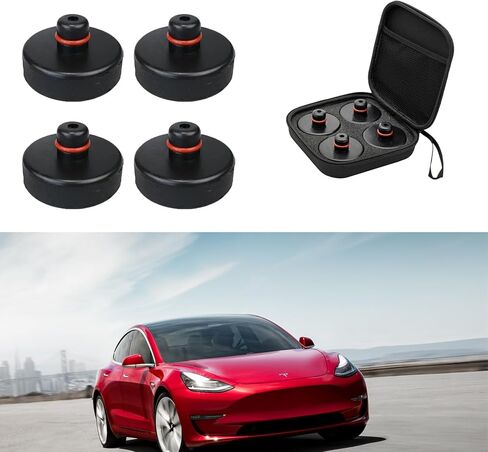 وسادة رفع الرافعة لطراز تيسلا YX 3 S، تم ترقيتها من أجل وسادات الرافعة المطاطية من تيسلا وسادة ممتصة للصدمات مع صندوق تخزين لملحقات أدوات إطار هيكل تيسلا (4 عبوات) in Kuwait