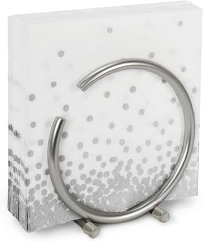 FitWell Napkin Holder, Metal Napkin Holder For Table Napkin Holders For Kitchen, Napkin Dispenser, Table Napkins Holder, Countertop Napkin Storage, Contemporary Upright Holder (Satin Nickel) in Saudi Arabia