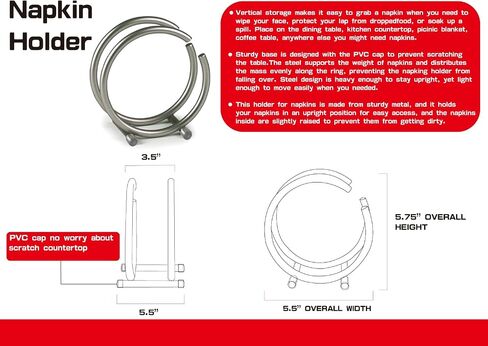 FitWell Napkin Holder, Metal Napkin Holder For Table Napkin Holders For Kitchen, Napkin Dispenser, Table Napkins Holder, Countertop Napkin Storage, Contemporary Upright Holder (Satin Nickel) in Saudi Arabia