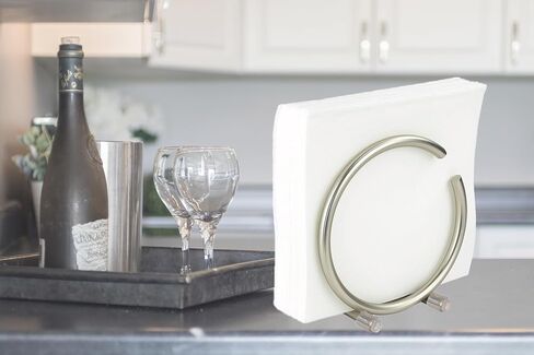 FitWell Napkin Holder, Metal Napkin Holder For Table Napkin Holders For Kitchen, Napkin Dispenser, Table Napkins Holder, Countertop Napkin Storage, Contemporary Upright Holder (Satin Nickel) in Saudi Arabia