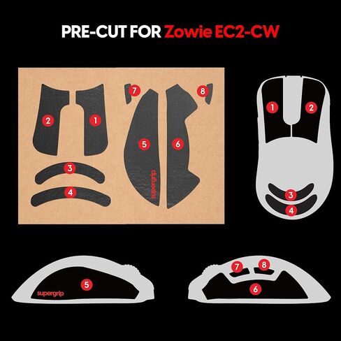 مجموعة شريط قبضة Pulsar Gaming Gears SUPERGRIP لـ Zowie EC2-CW ممتص للعرق عالي الأداء ومضاد للانزلاق 3M لاصق بدون بقايا شريط قبضة ماوس رفيع للغاية 0.5 مم (0.02 بوصة) in Kuwait