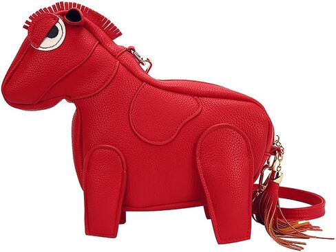 Women Funny Horse Shape Crossbody Bag Cute Cartoon Animal Shoulder Bag PU Leather Clutch Purse in Saudi Arabia