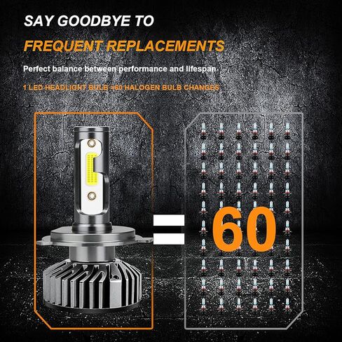 Fit for Nissan Versa (2007-2020) LED Bulbs 9003/H4 High/Low Beam, 300% Brightness, 6000K Cool White, IP68 Waterproof LED Headlamps in Kuwait