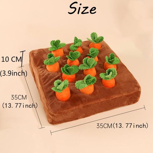 Dog Squeaky Enrichment Puzzle Toys, 13 * 13'' Interactive Snuffle Mat for Mental Stimulation & Puppy Brain, 12 Hide & Seek Carrot Farm Pet Toys for Small Medium Large Dogs in Saudi Arabia