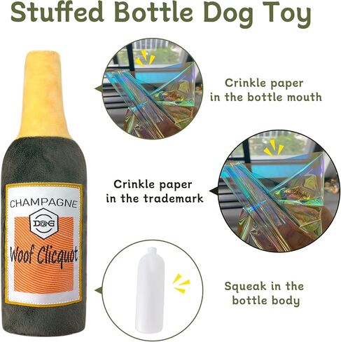 Dog Toys Interactive Bottle Dog Toy, 11'' Dog Puzzle Toy Squeaky Dog Toy Keep Them Busy, Suitable for Small Medium and Large Dog,Crinkle Plush Dog Toy Dog Chew Toys (Ale) in Saudi Arabia