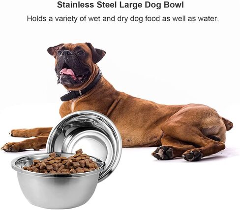 Large Dog Water Bowls, Stainless Steel Outdoor Dog Bowl for Large Dogs, Large Capacity Pet Feeder Bowls and Water Bowls - 2 Pack (30cm/11.8inch) in Kuwait