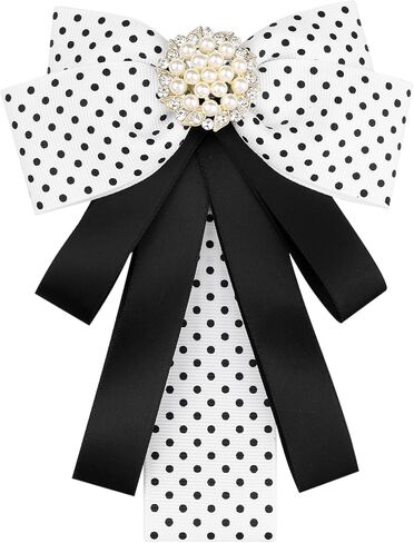 Polka Dots Bow Ties Ribbon Shirt Collar Decoration Brooch Pin in Kuwait