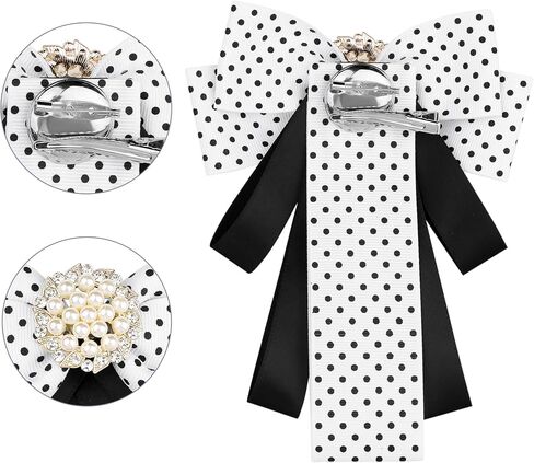 Polka Dots Bow Ties Ribbon Shirt Collar Decoration Brooch Pin in Kuwait
