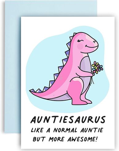 Huxters Dinosaur Birthday Card for Auntie Auntiesaurus – A5 Happy Birthday Card Auntie with Unique Illustration and Cute Auntie – 350GSM Paper – Aunt Card (Auntiesaurus) in Saudi Arabia