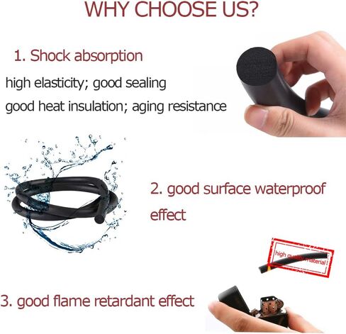 Rubber Tubing Seal EPDM Foam Air Hose 33Ft, Door and Window Weather Seal for Cars, Trucks, RVs, Boats, and Home Applications, 354" OD .197" ID, Black in Saudi Arabia