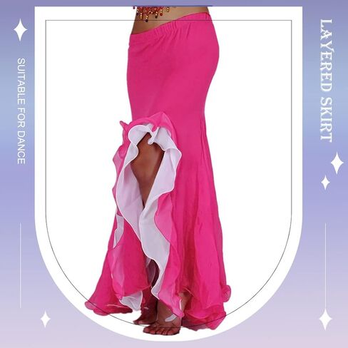 تنورة رقص شرقي نسائية تنانير طويلة الطبقات (وردي) in Kuwait