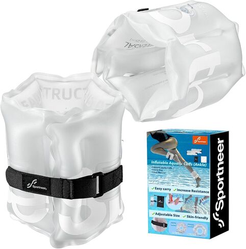 Inflatable Aquatic Cuffs Exercise Equipment: Sportneer Water Aerobics Float Ring with Adjustable Webbing Pool Exercise Workout Set Water Ankle Buoyancy Ring for Swimming Pool Fitness Training in Saudi Arabia