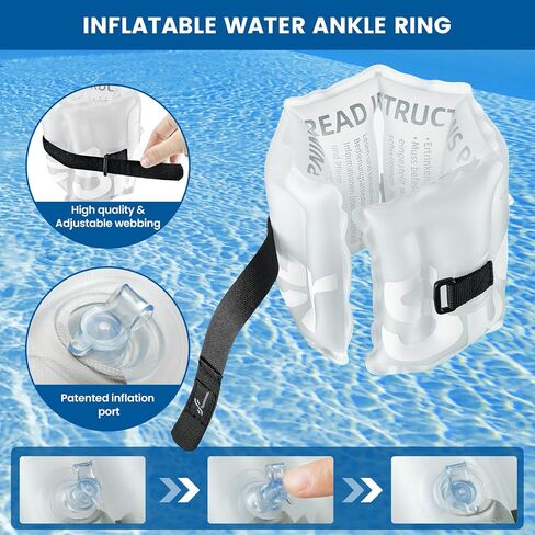 Inflatable Aquatic Cuffs Exercise Equipment: Sportneer Water Aerobics Float Ring with Adjustable Webbing Pool Exercise Workout Set Water Ankle Buoyancy Ring for Swimming Pool Fitness Training in Saudi Arabia
