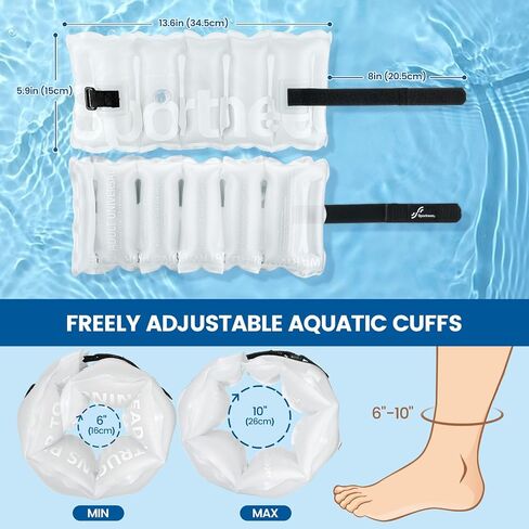 Inflatable Aquatic Cuffs Exercise Equipment: Sportneer Water Aerobics Float Ring with Adjustable Webbing Pool Exercise Workout Set Water Ankle Buoyancy Ring for Swimming Pool Fitness Training in Saudi Arabia