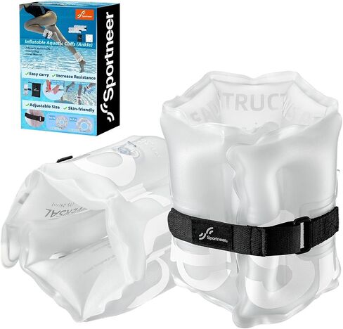 Inflatable Aquatic Cuffs Exercise Equipment: Sportneer Water Aerobics Float Ring with Adjustable Webbing Pool Exercise Workout Set Water Ankle Buoyancy Ring for Swimming Pool Fitness Training in Saudi Arabia
