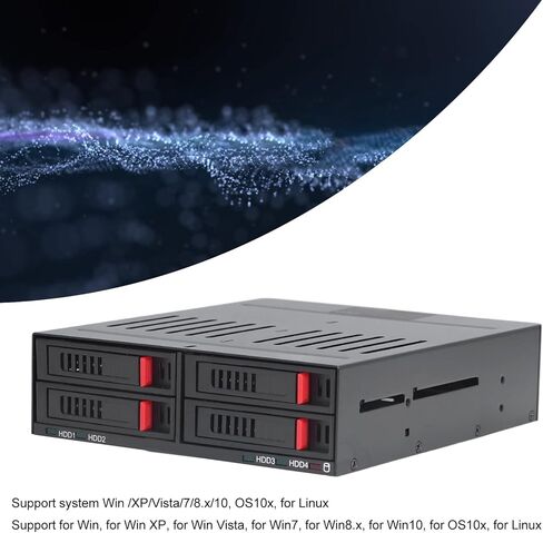 Gugxiom 4 Bay HDD Cage SATA Mobile Rack، 2.5in HDD Cage خارجي قرص صلب خارجي قابل للتبديل السريع، متوافق مع 9.5 مم 12.5 مم محركات الأقراص الصلبة السفلية السميكة SSDs in Kuwait