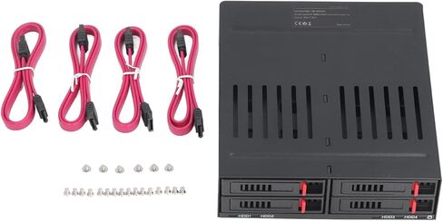 Gugxiom 4 Bay HDD Cage SATA Mobile Rack، 2.5in HDD Cage خارجي قرص صلب خارجي قابل للتبديل السريع، متوافق مع 9.5 مم 12.5 مم محركات الأقراص الصلبة السفلية السميكة SSDs in Kuwait