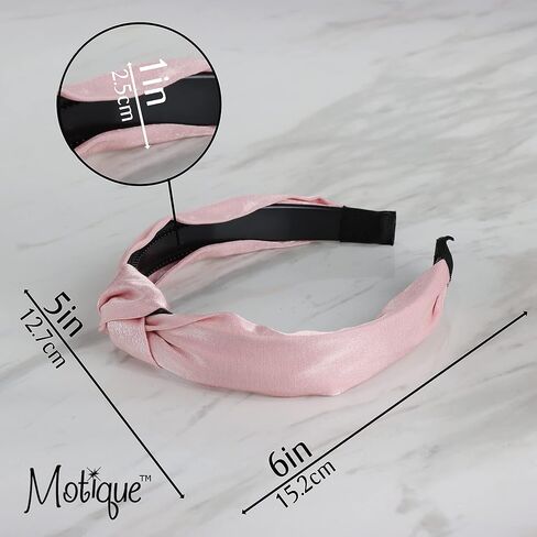 Motique Accessories Shimmer Girls Satin Turban Knotted Headband - Pink in Saudi Arabia