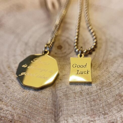 Women's Double Golden Pendant Necklace Titanium Steel Golden Rotundity Lettering Women's Necklace Simple Design, High-end, Women's Dainty Necklace (Gold) in Saudi Arabia