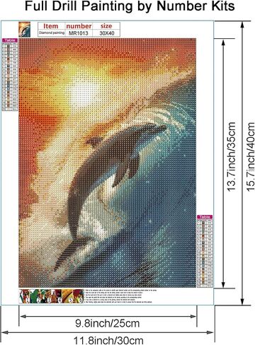 VISIAIP 5D Painting by Number Kits for Adults Cute Dolphins DIY Round Diamond Art Kits Marine Animals Picture Art for Home Wall Decor 11.8x15.7 inch(Style E) in Saudi Arabia